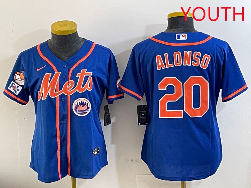 Youth New York Mets #20 Alonso Blue Game Fashion 2025 Nike MLB Jersey style 5